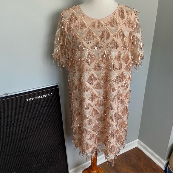 Chic Soul Gold Sequin Shift Dress Size 2X - Picture 4 of 11